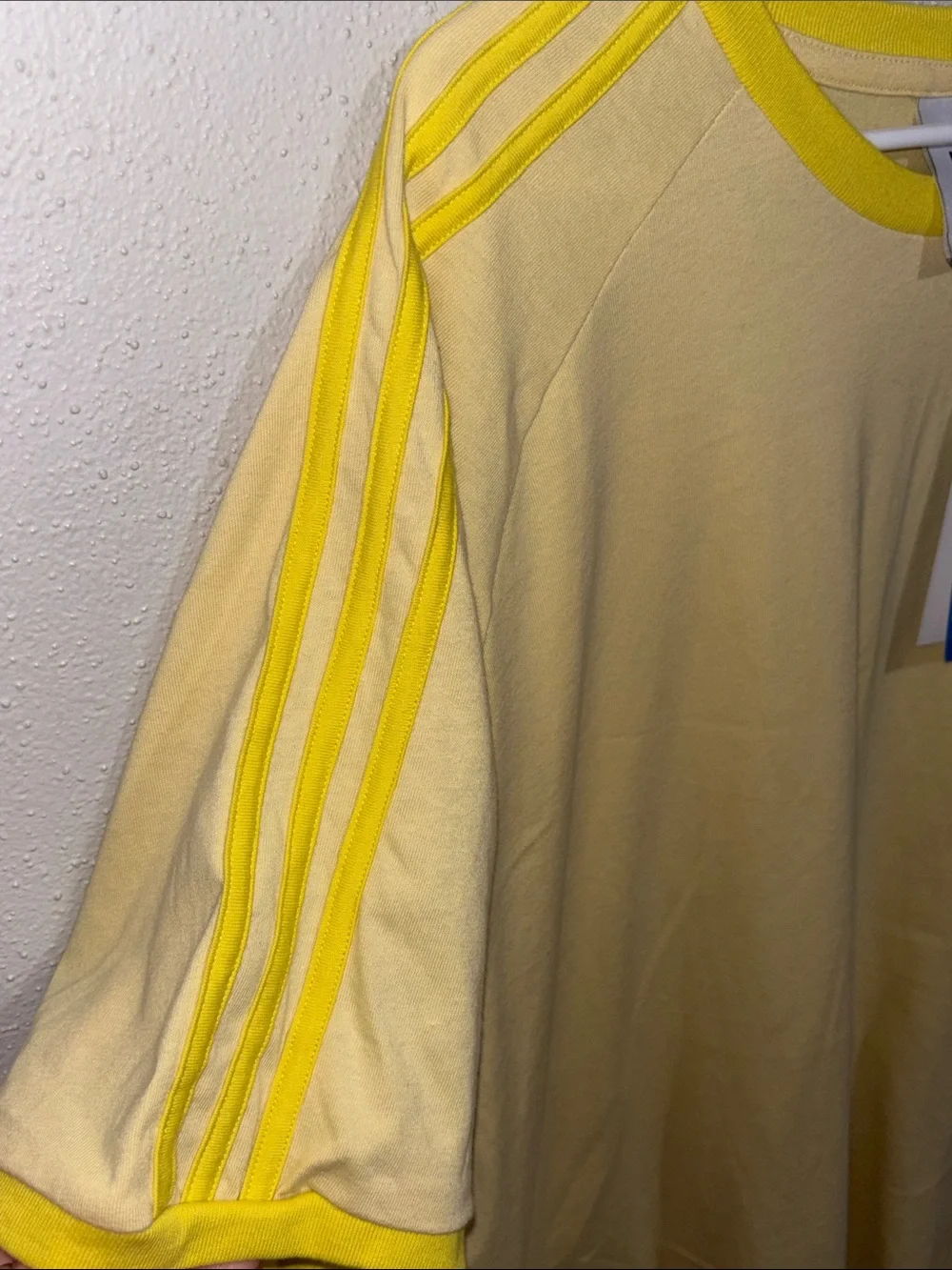 adidas Pale Yellow Tee with Bright Yellow Trim